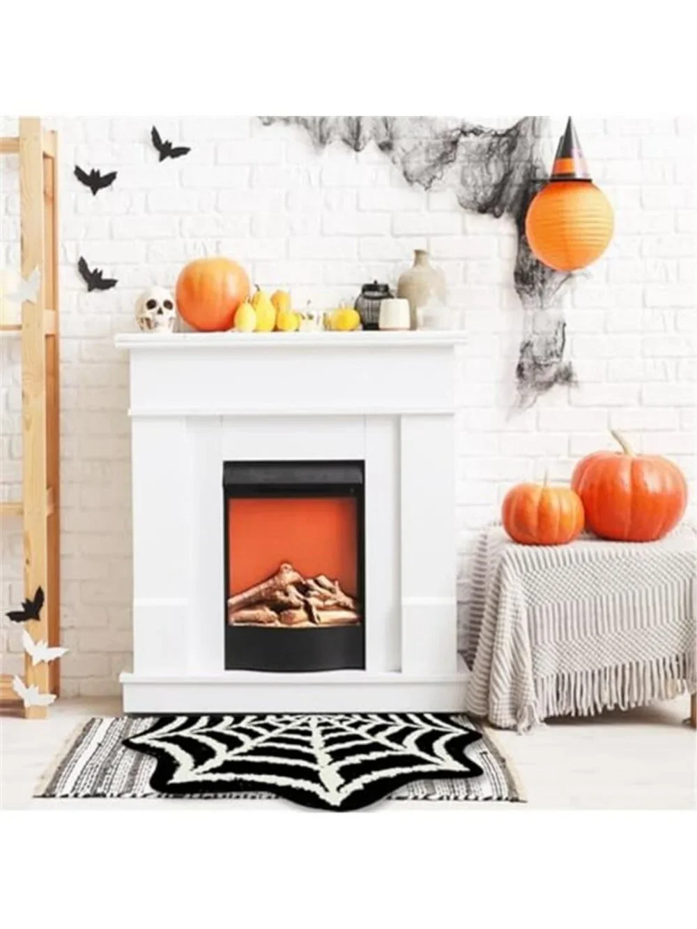 Spider Web Bath Mat Rug,31x20 Inch Halloween Bathing Mat Non-Slip